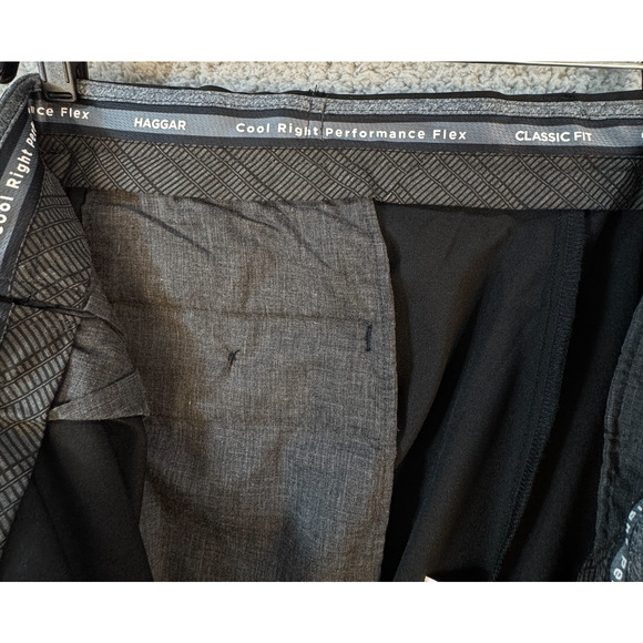Haggar Cool Right Performance Flex Mens Black Pants 38x29 Classic Fit - Picture 3 of 16